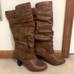 Madden Girl slouchy heeled brown boots